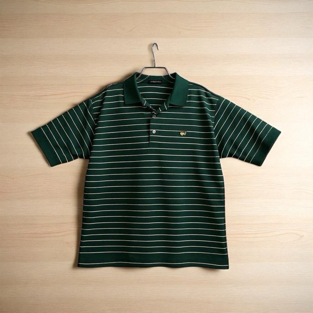Masters Collection Golf Polo Shirt Mens XL  Green Striped 60s Two-Ply Mercerized